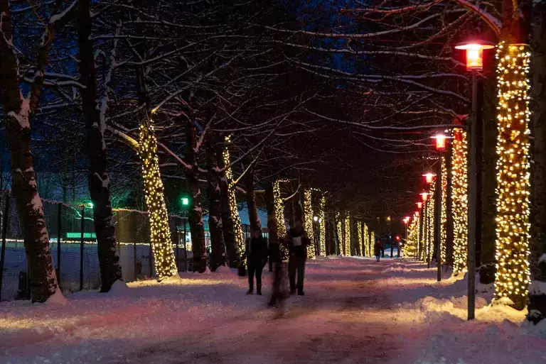 People walking through the Christmas valley