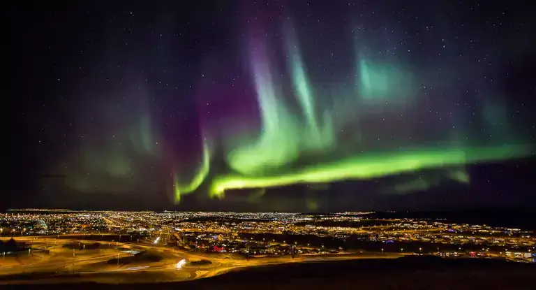 Northern lights over Reykjavík
